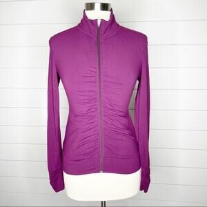 LUCY Power Ruched Full Zip Athleisure Jacket Purple Size XS